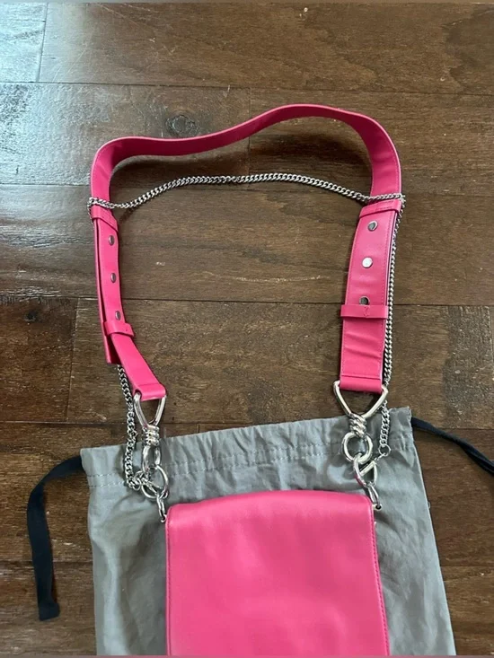 Allsaints Captain Leather Flap Shoulder Bag-Fuscia-EUC - Picture 11 of 16